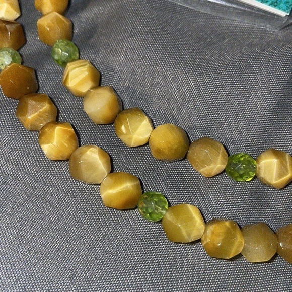 Tiger eye with peridot accents long single strand necklace by Jay King - Picture 13 of 14